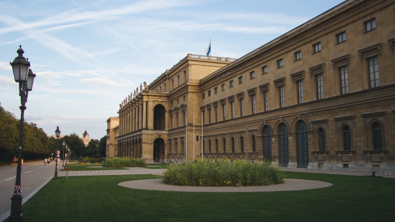 The Hercules Hall surrounded by greenery under the sunlight at daytime in Munich in Germany